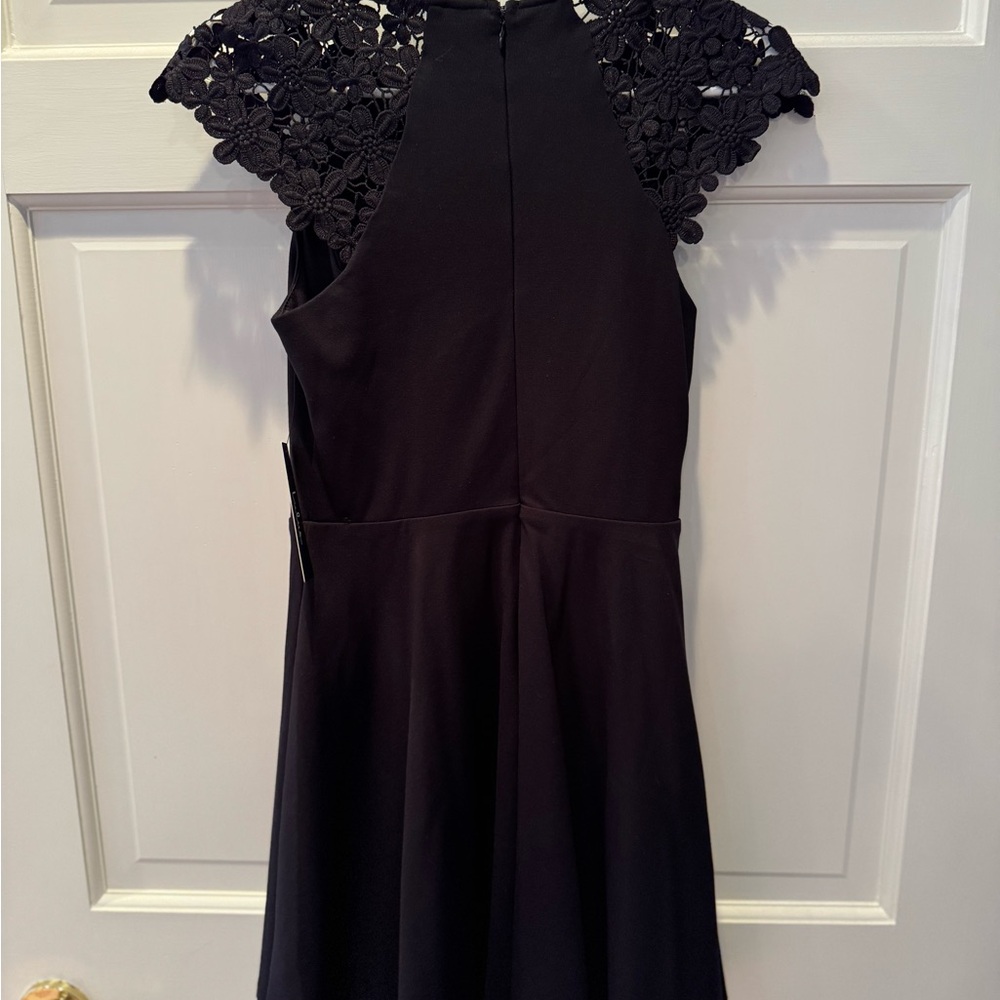 Lulu's Black Crochet Sleeve Mini Dress